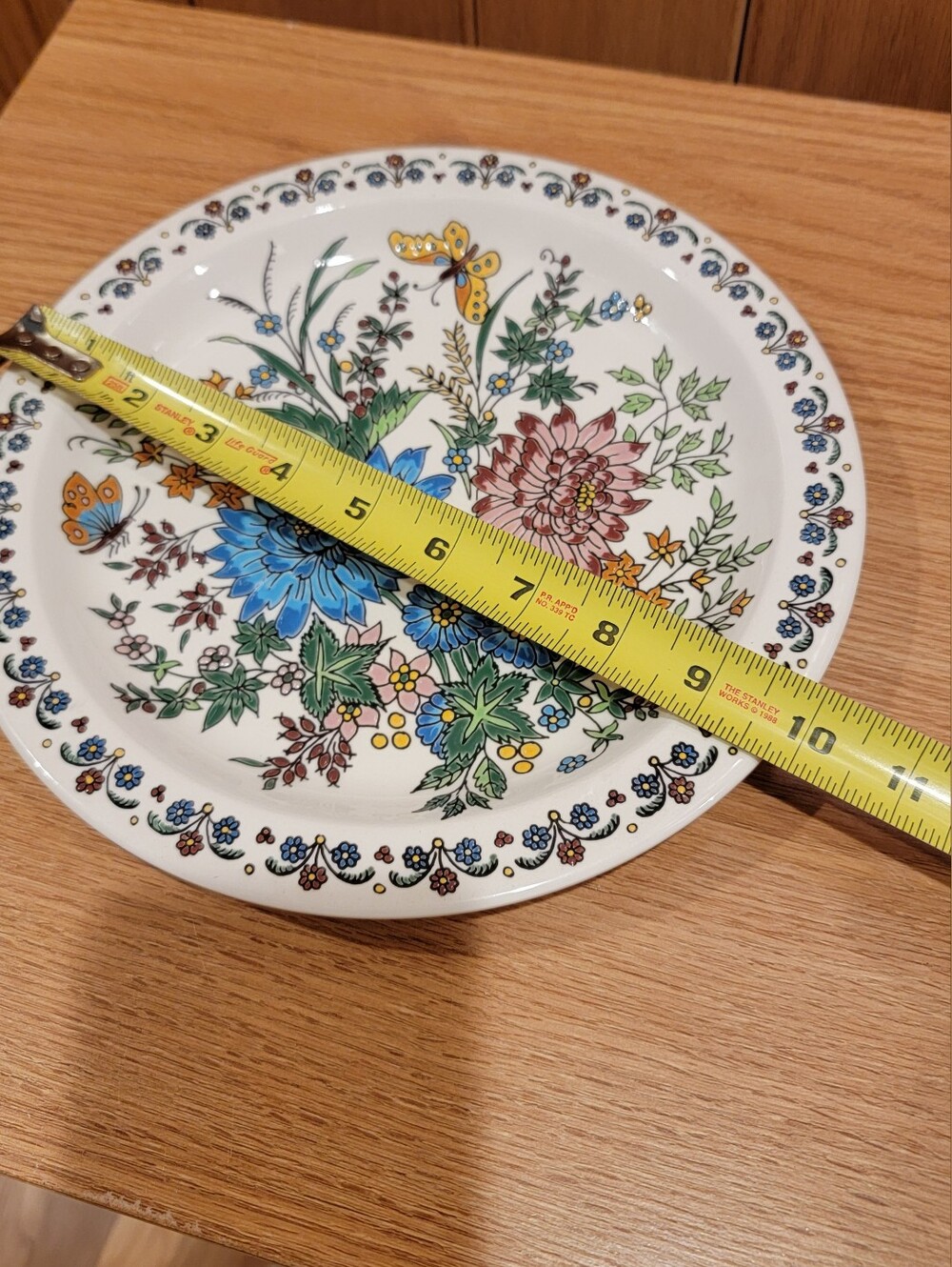 Nassos Rodos Plate Hand Painted Decorative Plate Flowers Butterflies 24 K Gold - Picture 7 of 8